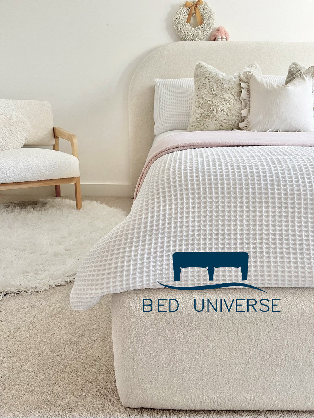 Lusso Cream Teddy Boucle Bed Frame