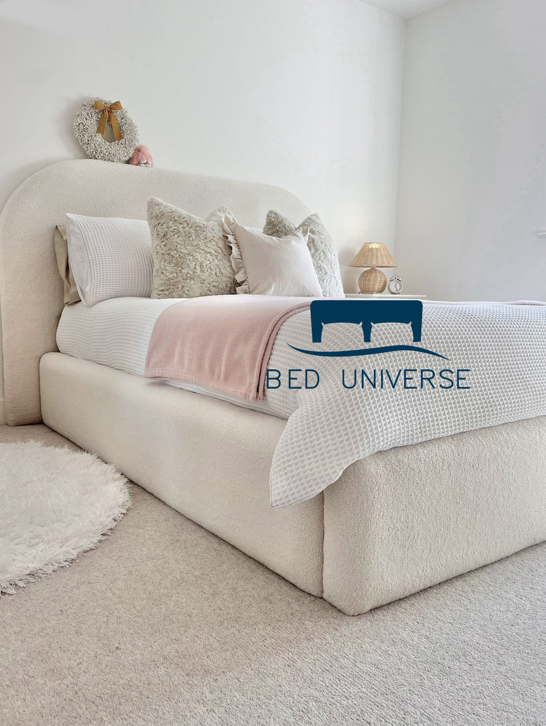 Lusso Cream Teddy Boucle Bed Frame