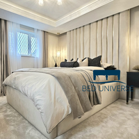 Alfie Gold Strip Wide Extended Panel Headboard Fabric Bed