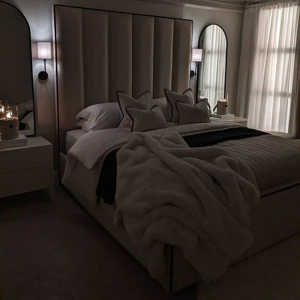 Adriana Tall Headboard Piped Bed Frame