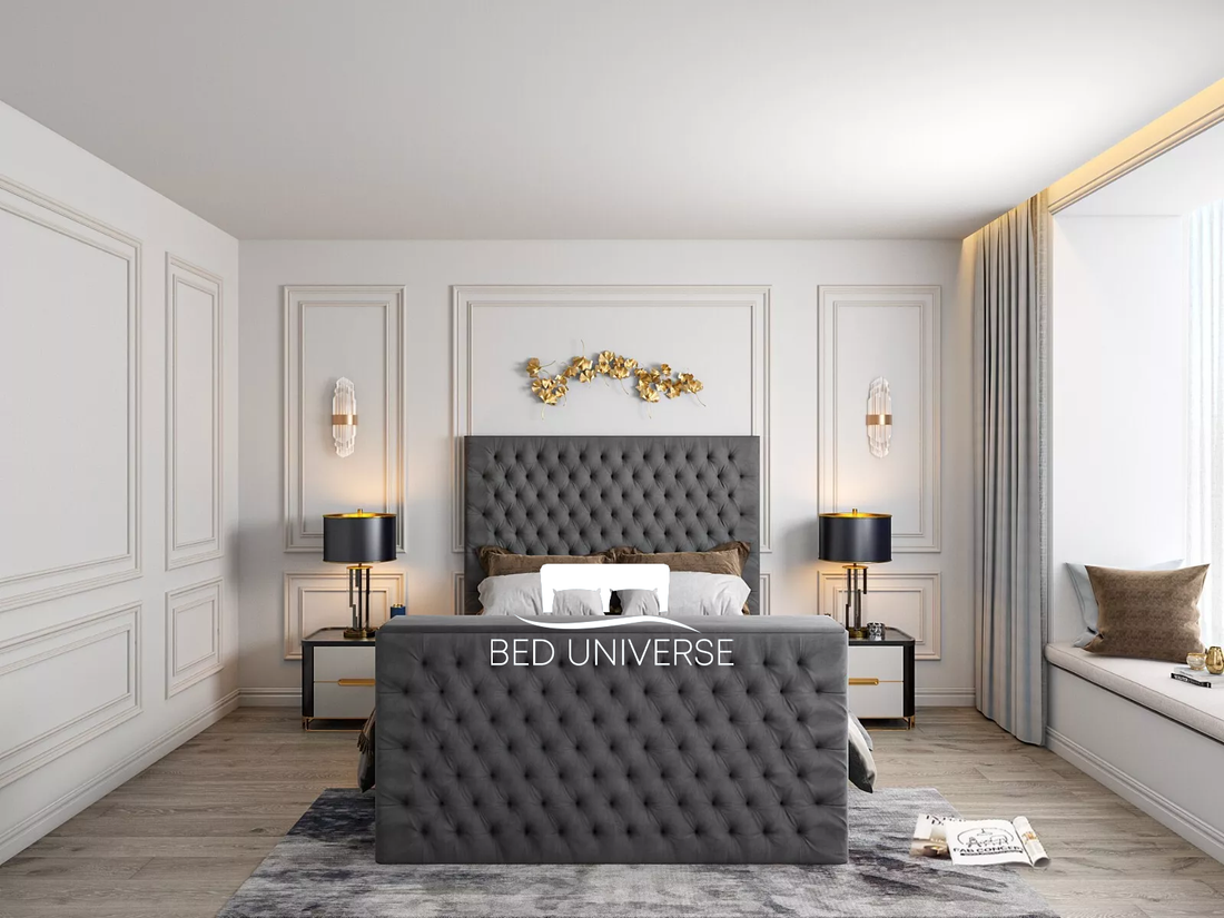 Onelife Natural Velvet Upholstered TV Optional Ottoman Bed Frame