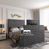 Onelife Natural Velvet Upholstered TV Optional Ottoman Bed Frame