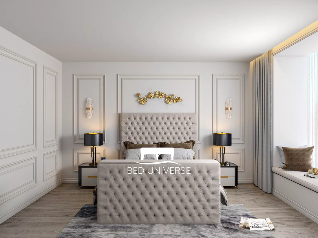 Onelife Natural Velvet Upholstered TV Optional Ottoman Bed Frame