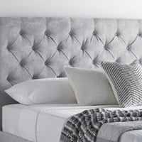 Eliza Silver Naple Soft Velvet Bed Frame